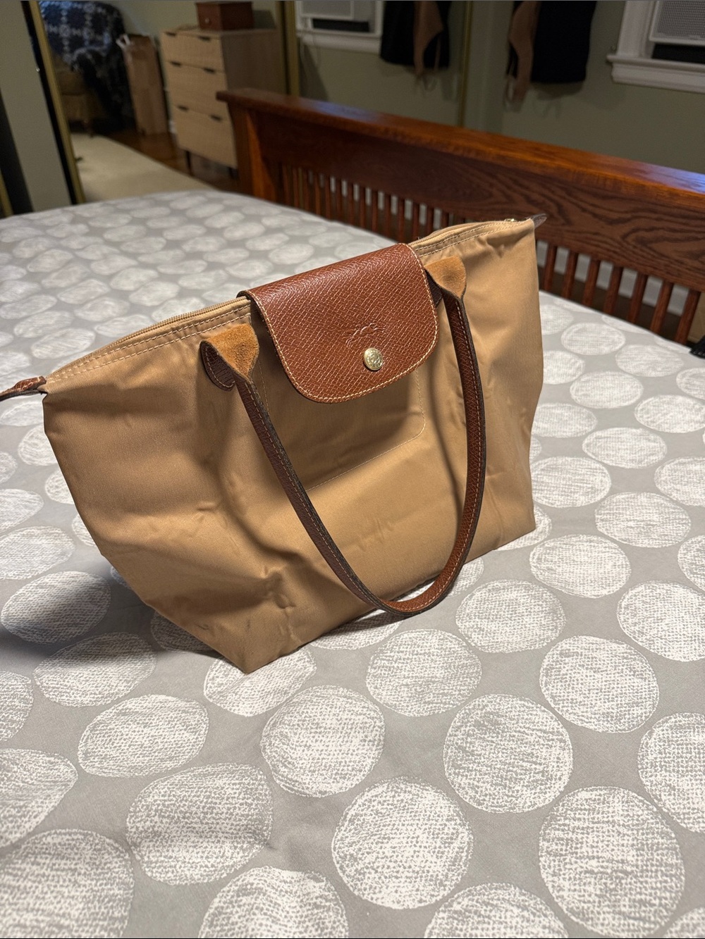 Tan Longchamp with Brown Trim